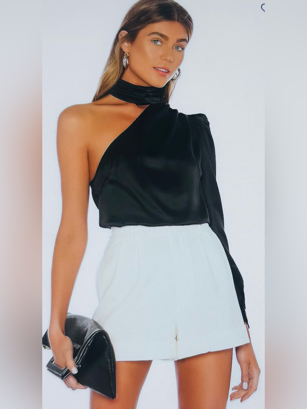 Generation Love Rosario Silk Charmeuse One Shoulder Blouse Black Small Nwt